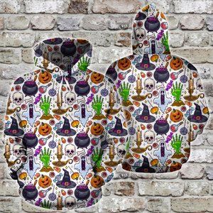 Halloween magical candies witch pumpkin hoodie